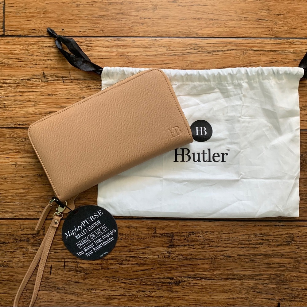 NWT Tan Genuine Leather Mighty Purse Charging Wallet